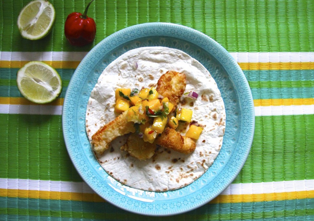 Halloumi tacos med mangosalsa